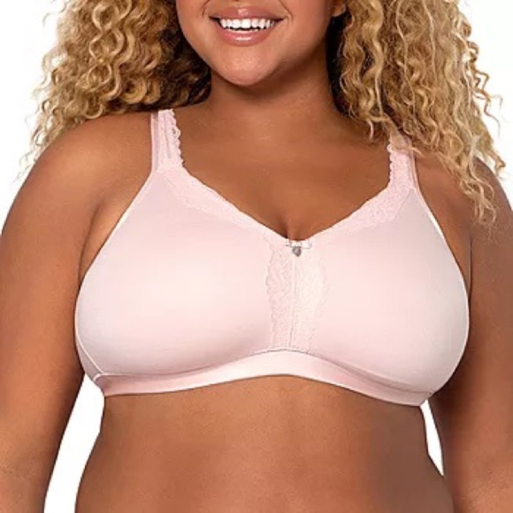 Curvy Couture Cotton Luxe Bra - Size 40DD -Blushing Rose